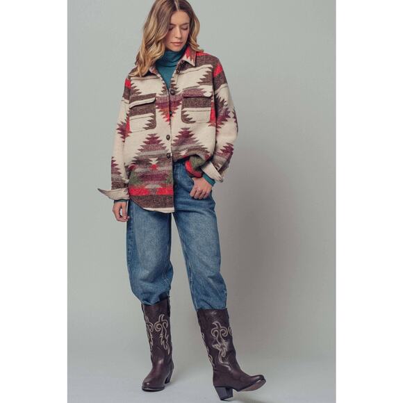 Urban Daizy Aztec Print Jacket - Western-Inspired, Relaxed Fit - Picture 8 of 8